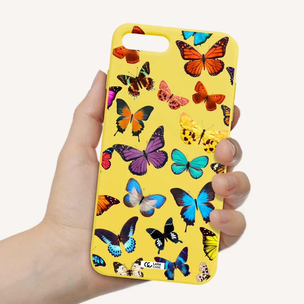Colorful Butterflies Apple iPhone 7 plus Silicone canary yellow Case