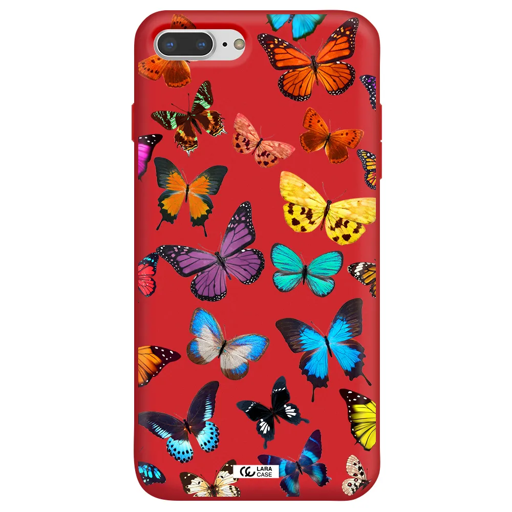 Colorful Butterflies Apple iPhone 7 plus Silicone Imperial Red Case
