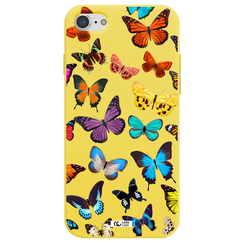 Colorful Butterflies Apple iPhone 7 Silicone canary yellow Case