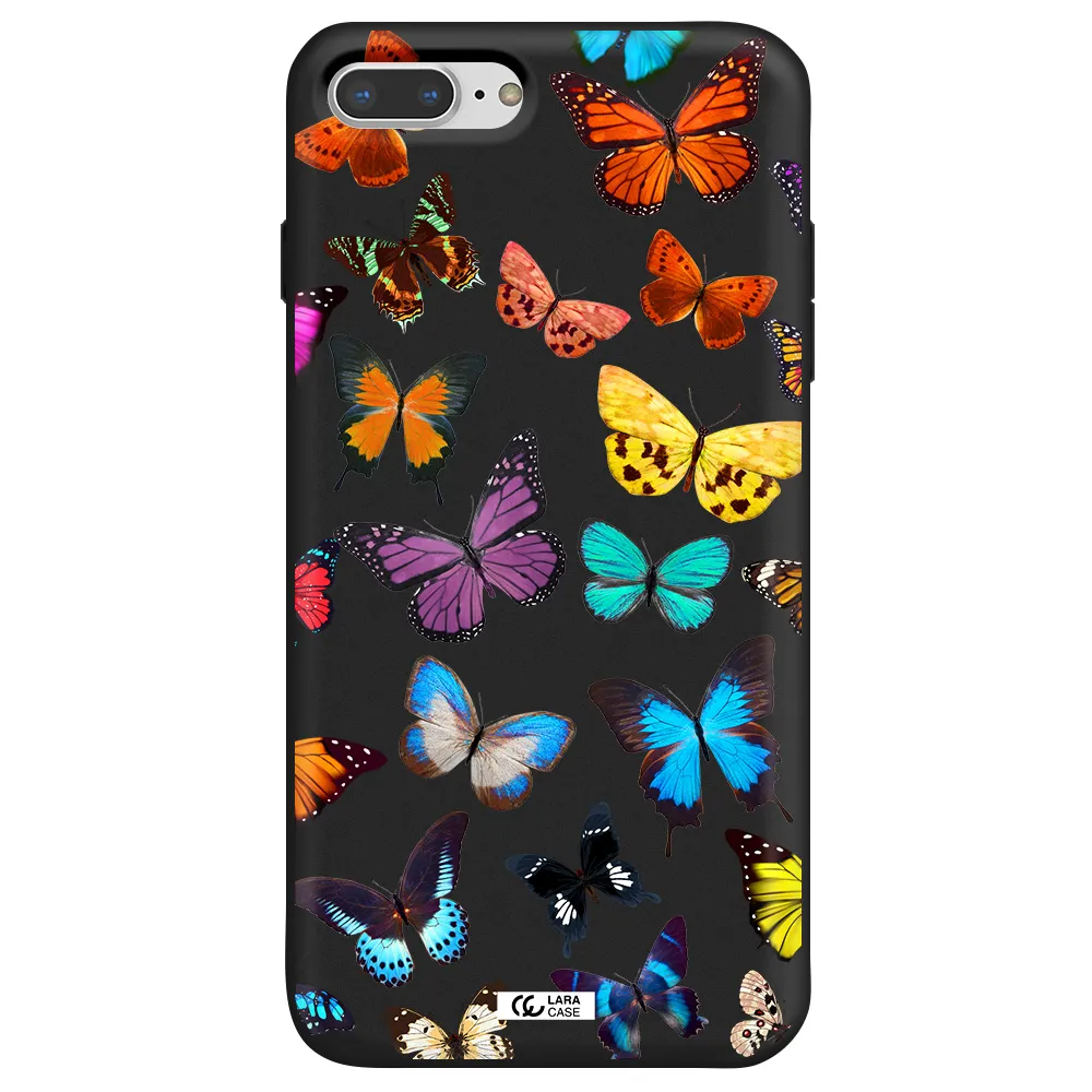 Colorful Butterflies Apple iPhone 8 plus Silicone black Case