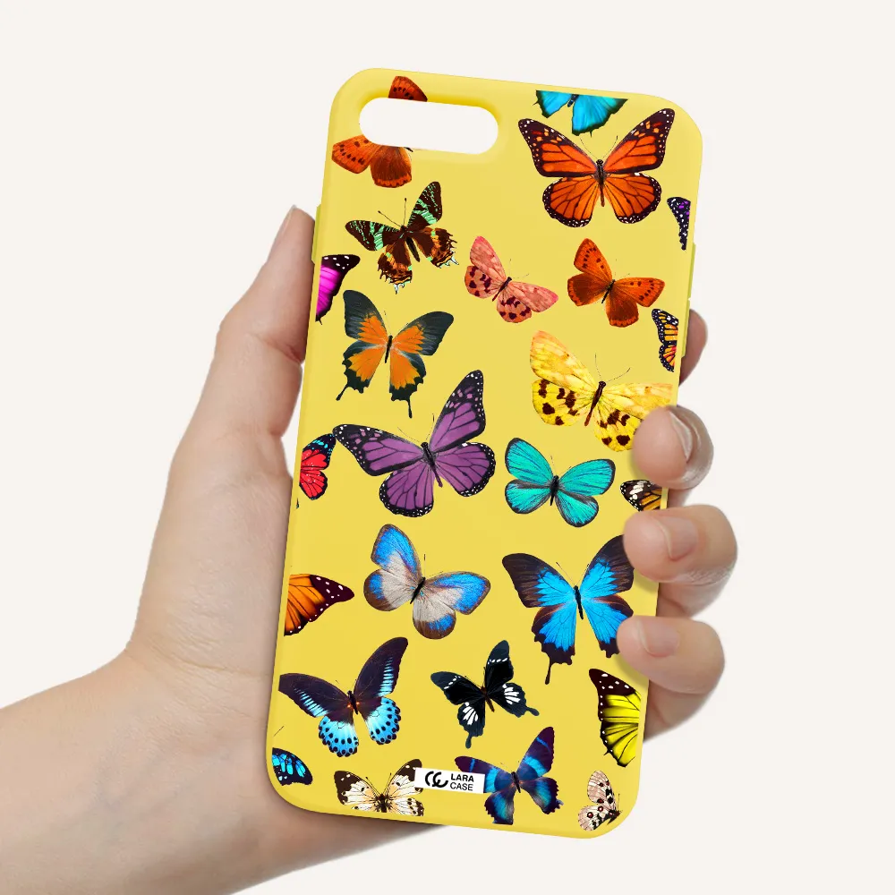 Colorful Butterflies Apple iPhone 8 plus Silicone canary yellow Case