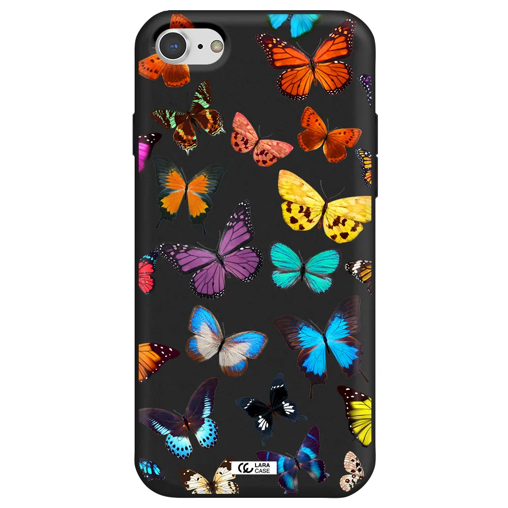 Colorful Butterflies Apple iPhone 8 Silicone black Case