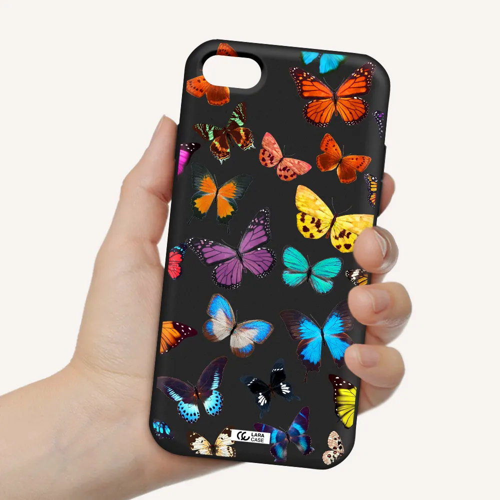 Colorful Butterflies Apple iPhone 8 Silicone black Case