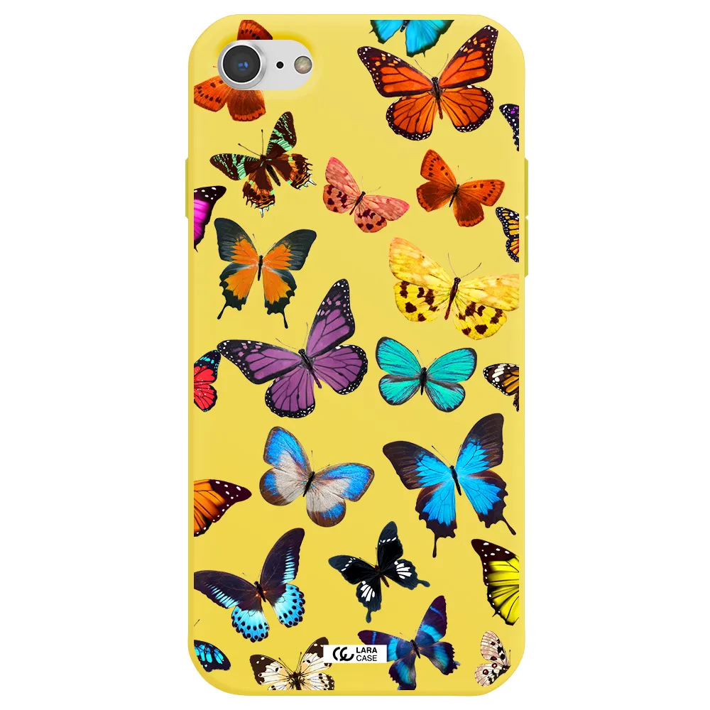 Colorful Butterflies Apple iPhone 8 Silicone canary yellow Case