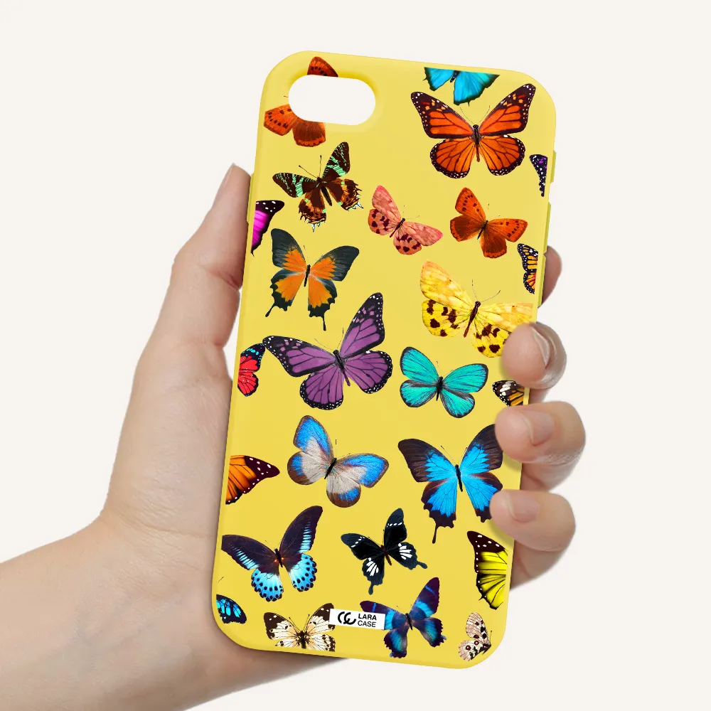 Colorful Butterflies Apple iPhone se 2020 Silicone canary yellow Case