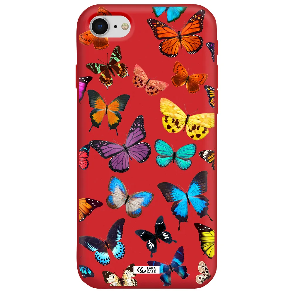 Colorful Butterflies Apple iPhone se 2020 Silicone Imperial Red Case