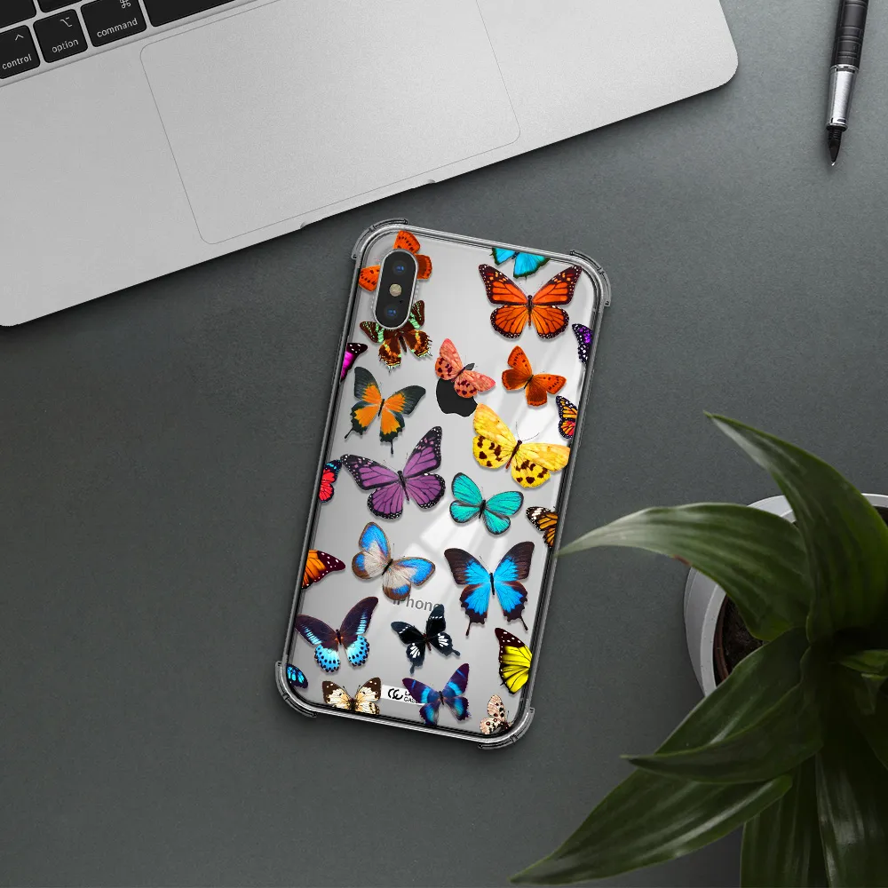 Colorful Butterflies Apple iPhone X Clear PC Case