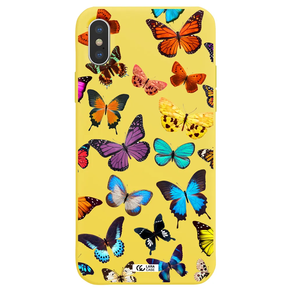 Colorful Butterflies Apple iPhone X Silicone canary yellow Case
