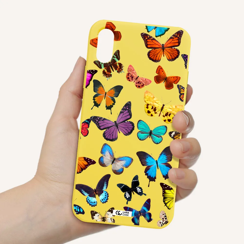 Colorful Butterflies Apple iPhone X Silicone canary yellow Case