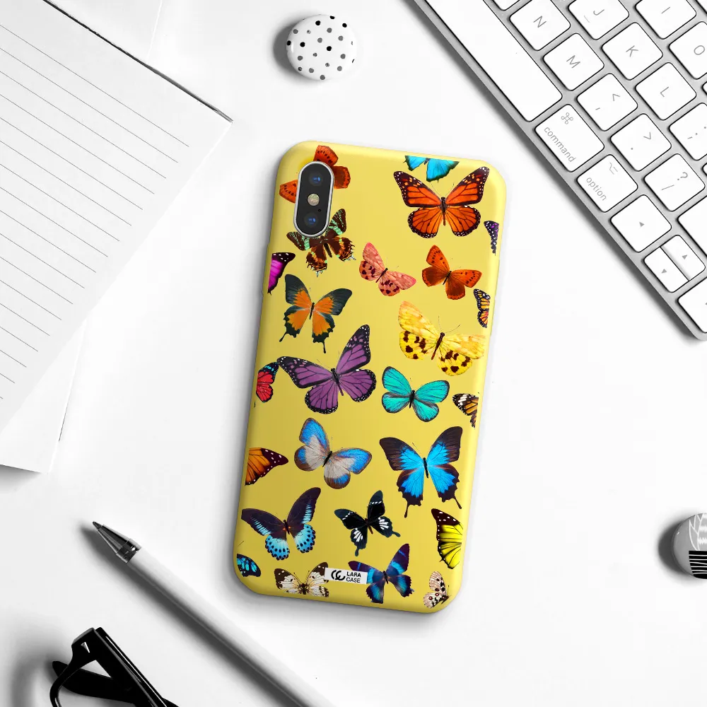 Colorful Butterflies Apple iPhone X Silicone canary yellow Case