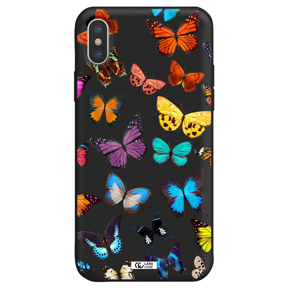 Colorful Butterflies Apple iPhone XS Silicone black Case