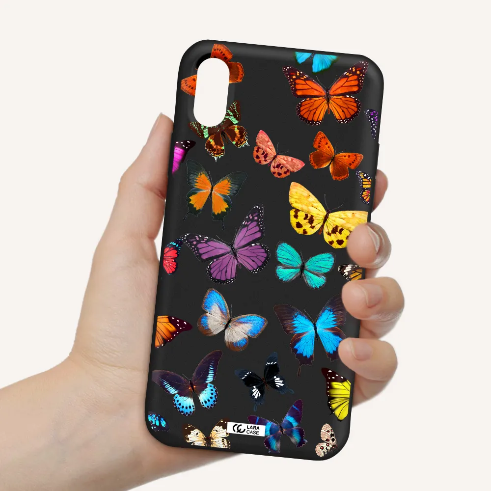 Colorful Butterflies Apple iPhone XS Silicone black Case
