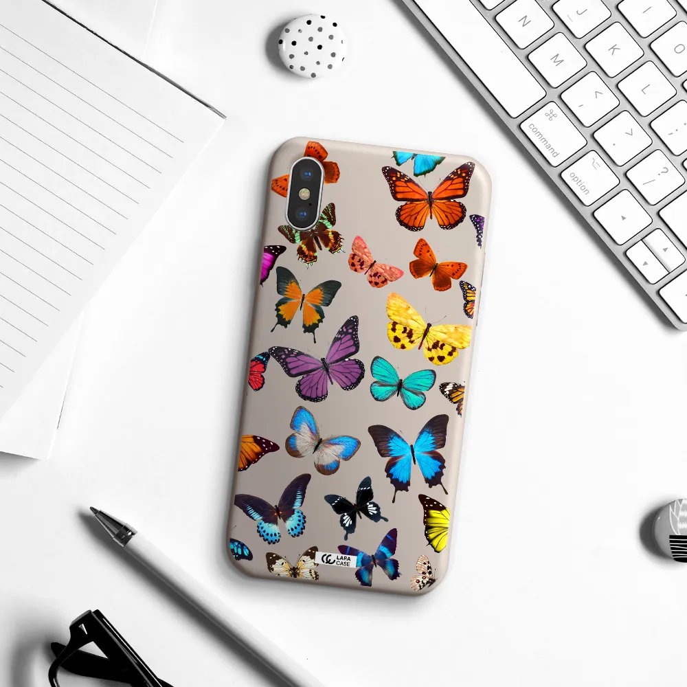 Colorful Butterflies Apple iPhone XS Silicone Stone Case