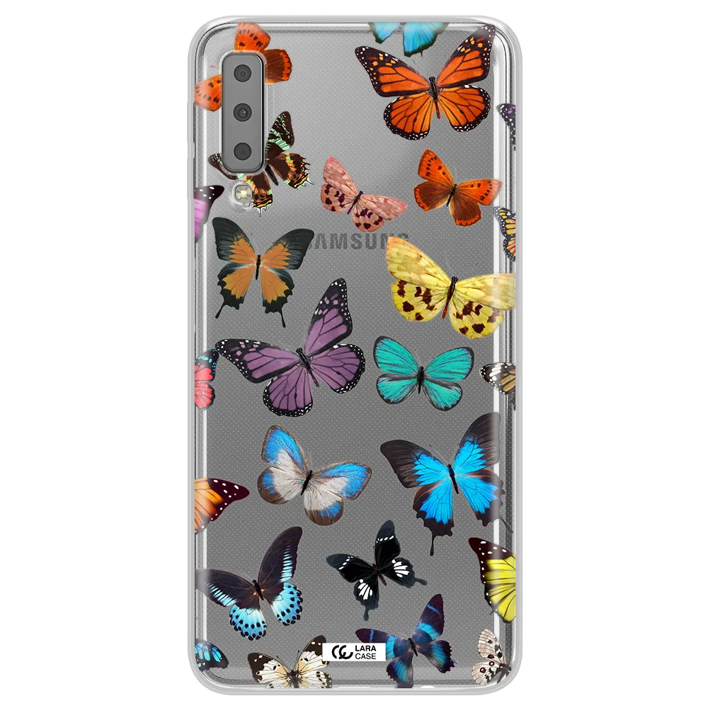 Colorful Butterflies Samsung A7 2018 Clear TPU Case