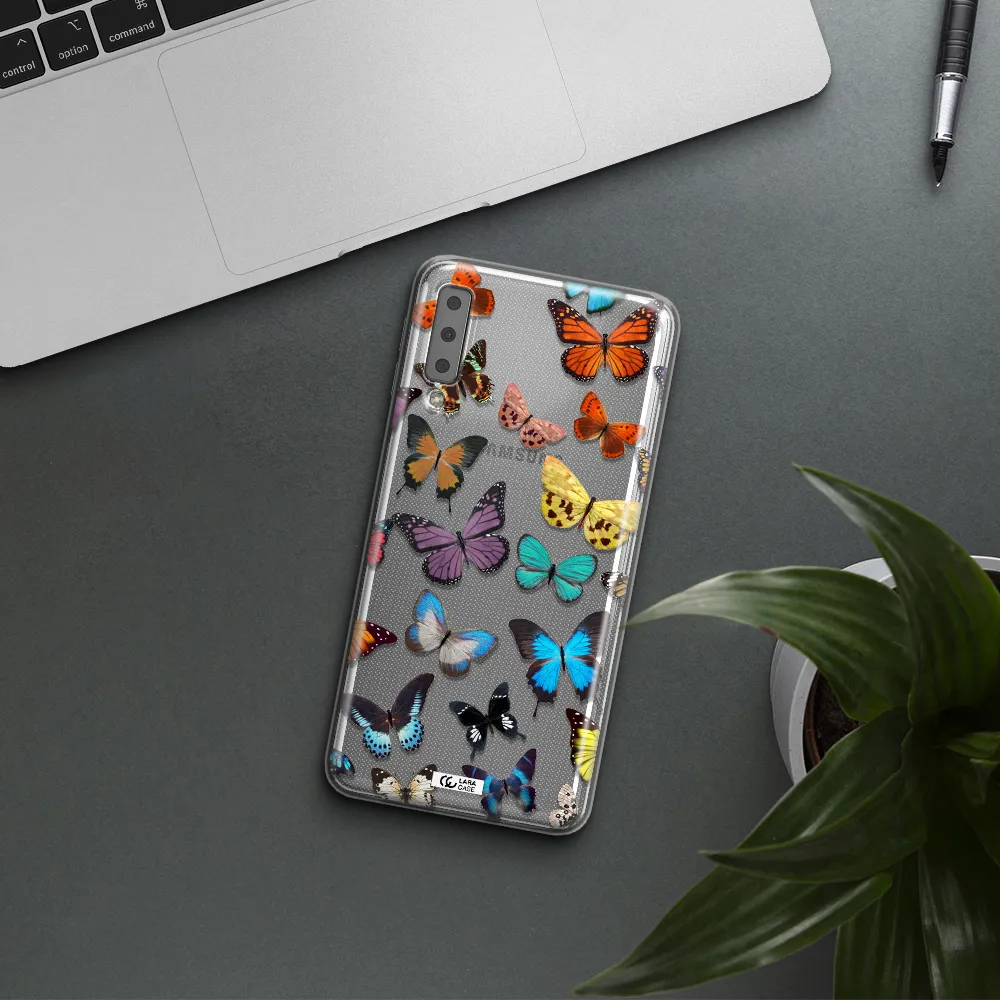 Colorful Butterflies Samsung A7 2018 Clear TPU Case