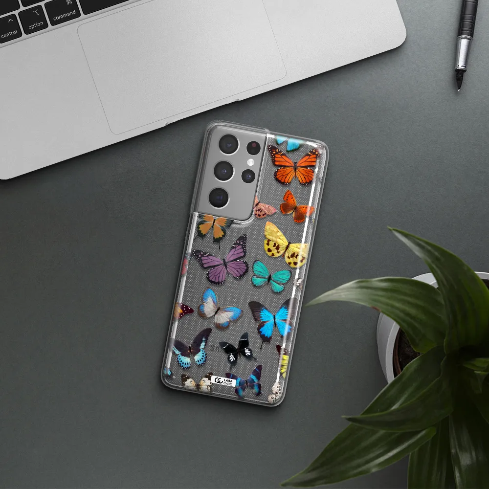Colorful Butterflies Samsung S21 Ultra Clear TPU Case
