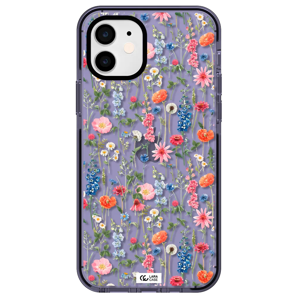 Green Blue Red Flowers Apple iPhone 11 impact Lilac Case