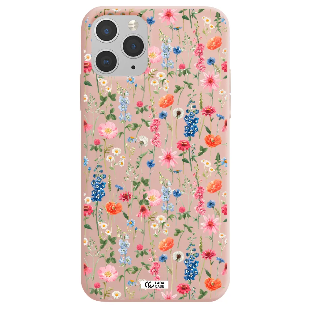 Green Blue Red Flowers Apple iPhone 11 pro Silicone pastel pink Case