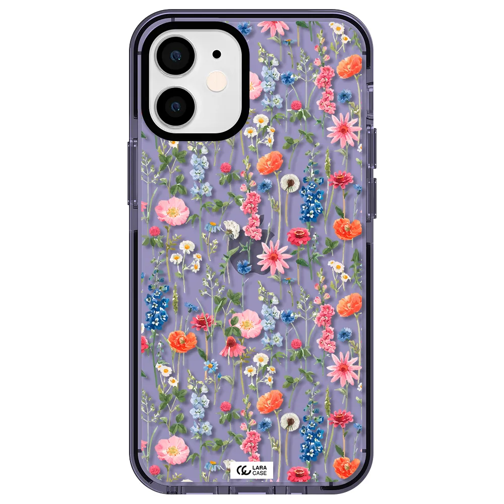 Green Blue Red Flowers Apple iPhone 12 mini impact Lilac Case