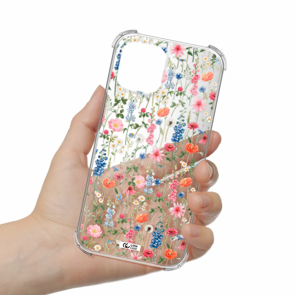 Green Blue Red Flowers Apple iPhone 12 pro max Clear PC Case