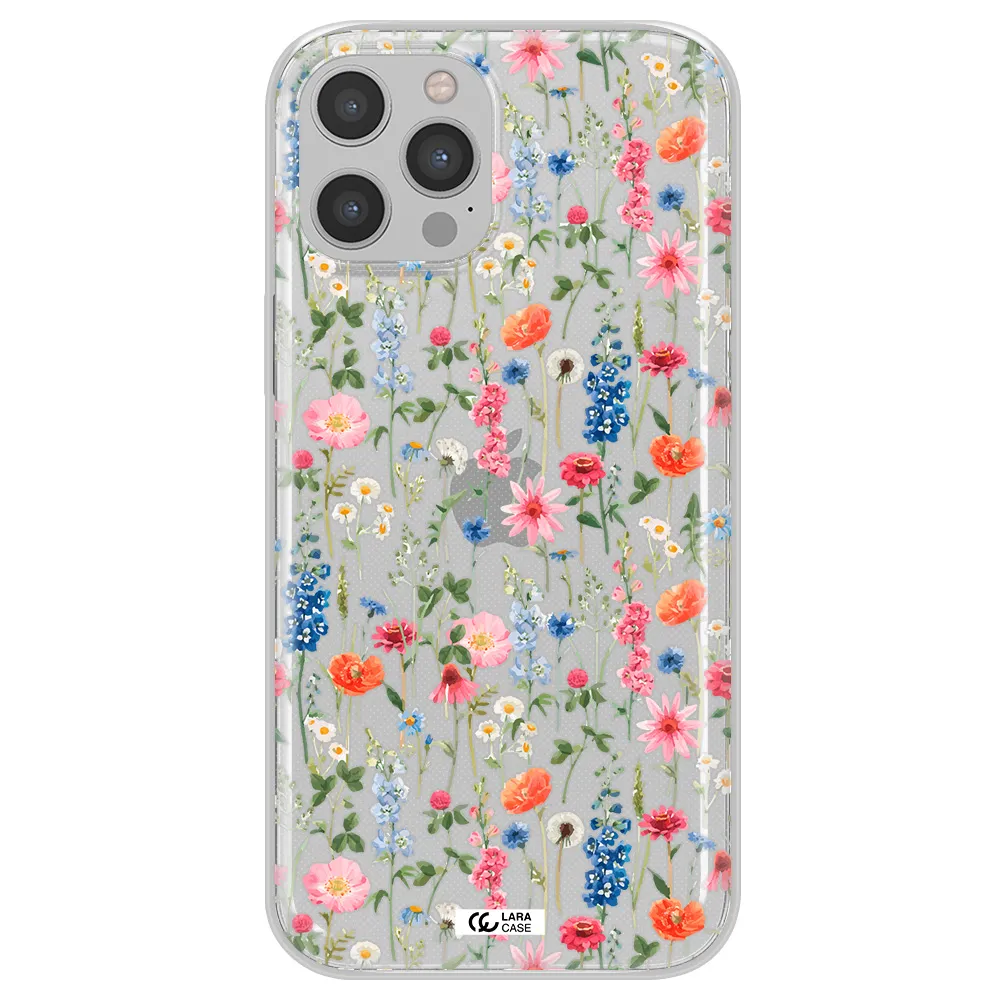 Green Blue Red Flowers Apple iPhone 12 pro max Clear TPU Case