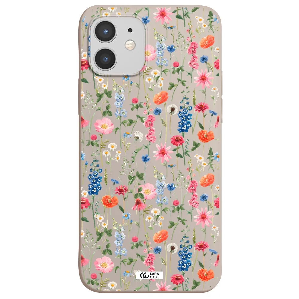 Green Blue Red Flowers Apple iPhone 12 Silicone Stone Case