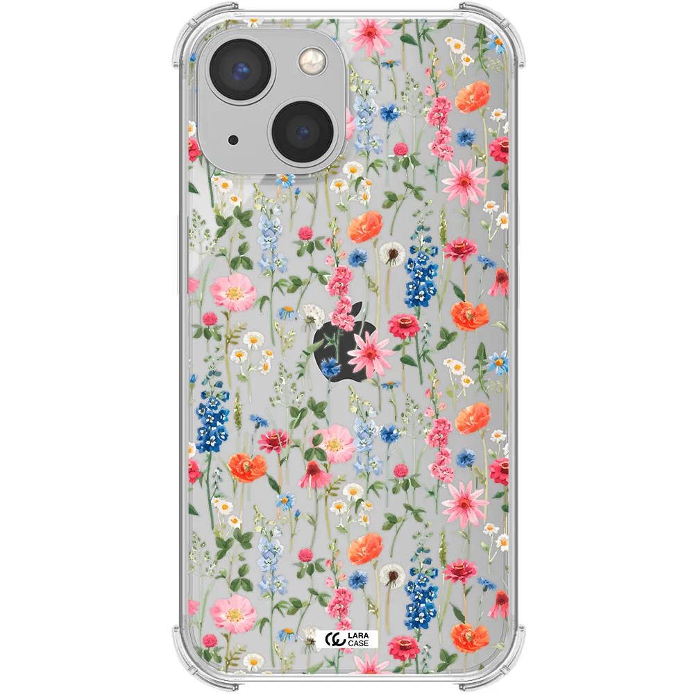 Green Blue Red Flowers Apple iPhone 13 Clear PC Case