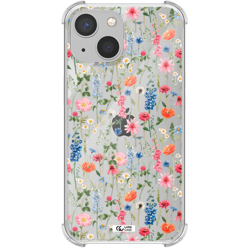 Green Blue Red Flowers Apple iPhone 13 mini Clear PC Case