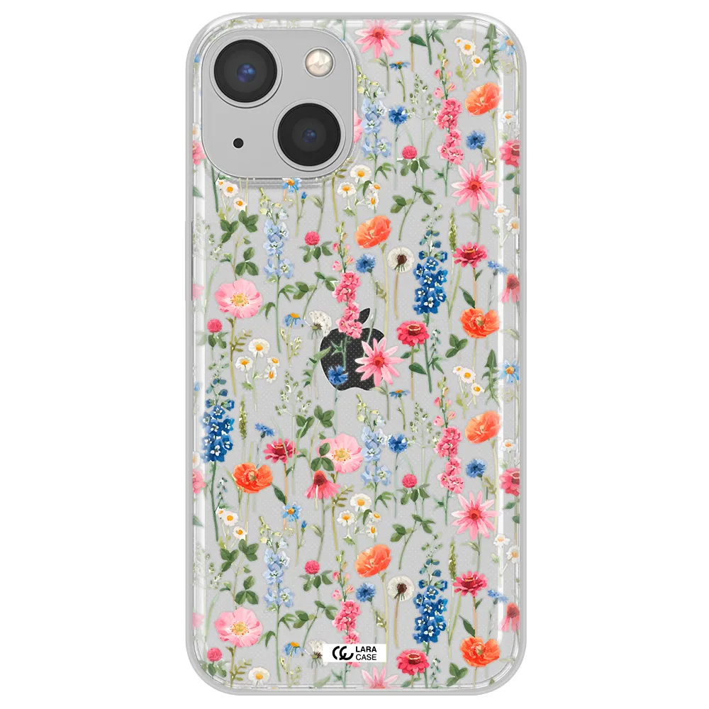 Green Blue Red Flowers Apple iPhone 13 mini Clear TPU Case