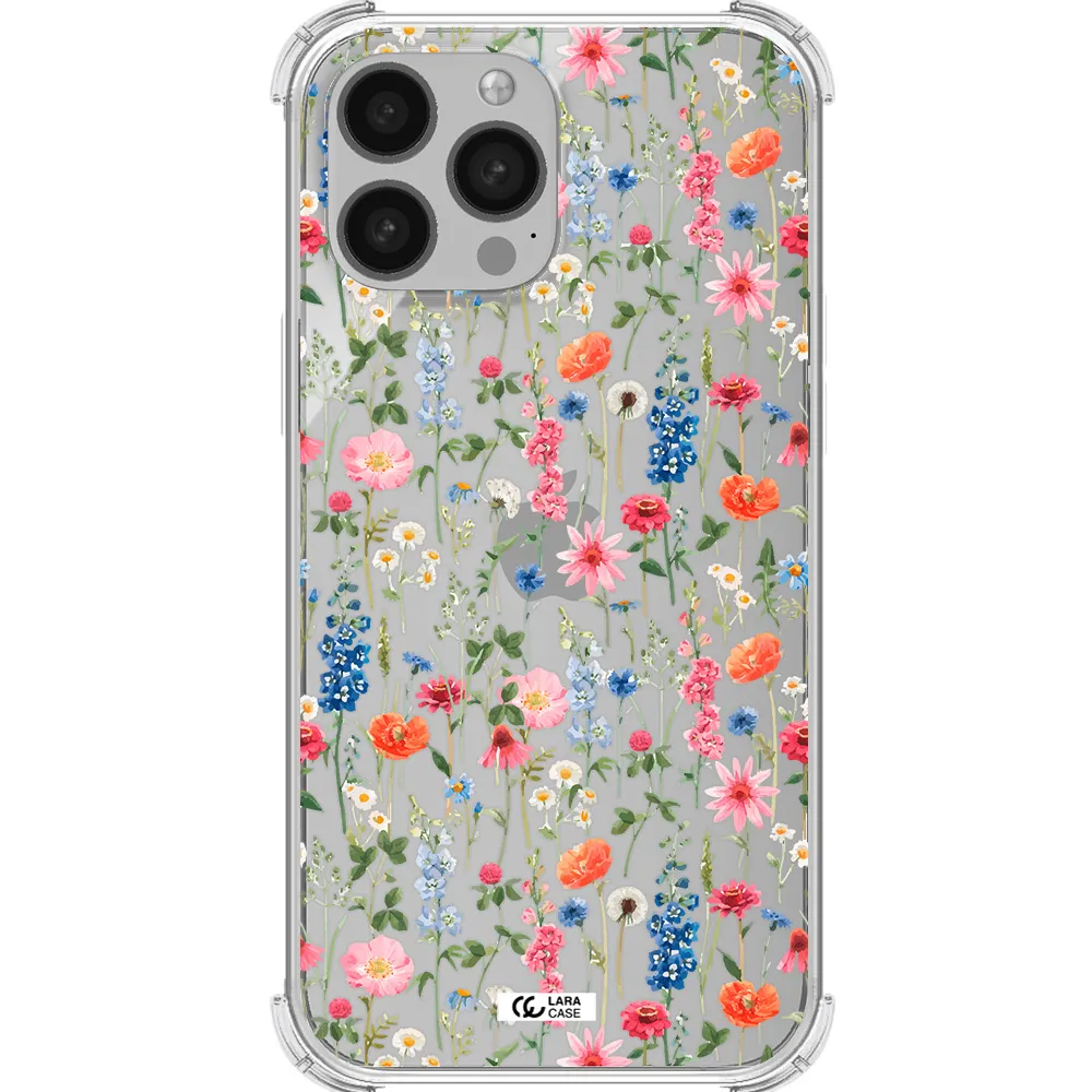 Green Blue Red Flowers Apple iPhone 13 Pro Clear PC Case