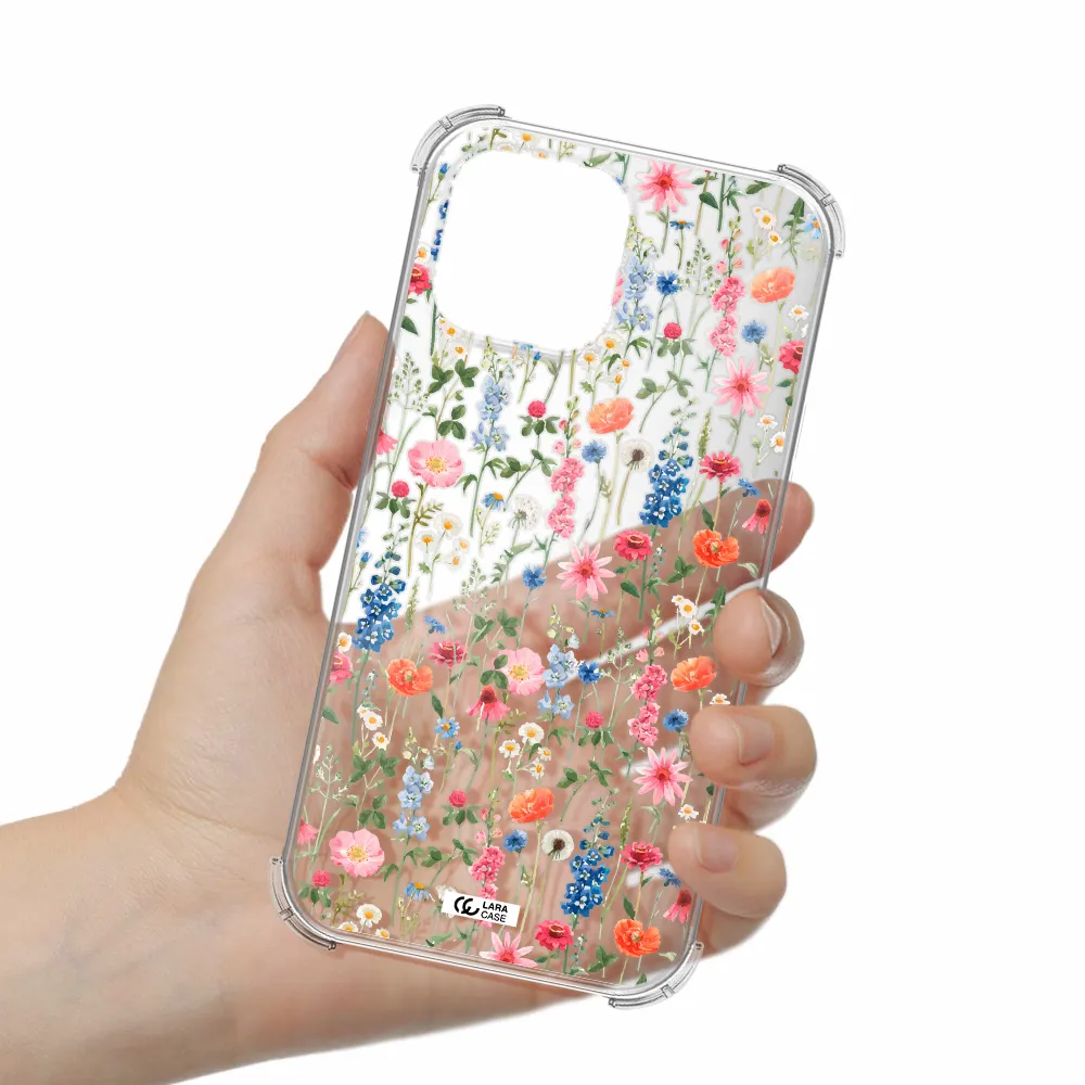 Green Blue Red Flowers Apple iPhone 13 Pro Clear PC Case