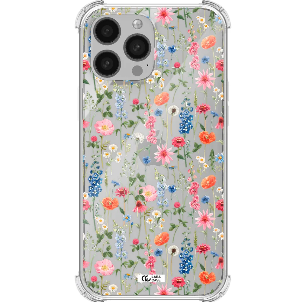 Green Blue Red Flowers Apple iPhone 13 Pro Max Clear PC Case