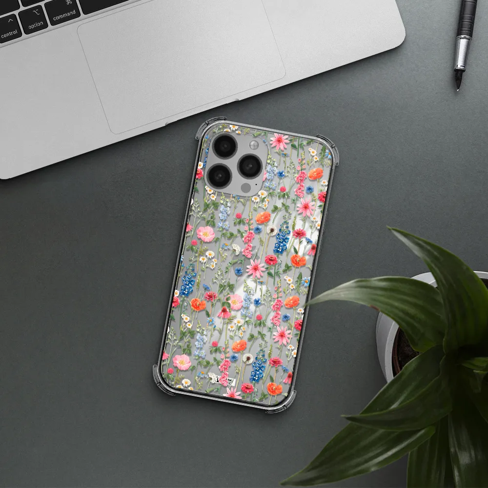 Green Blue Red Flowers Apple iPhone 13 Pro Max Clear PC Case
