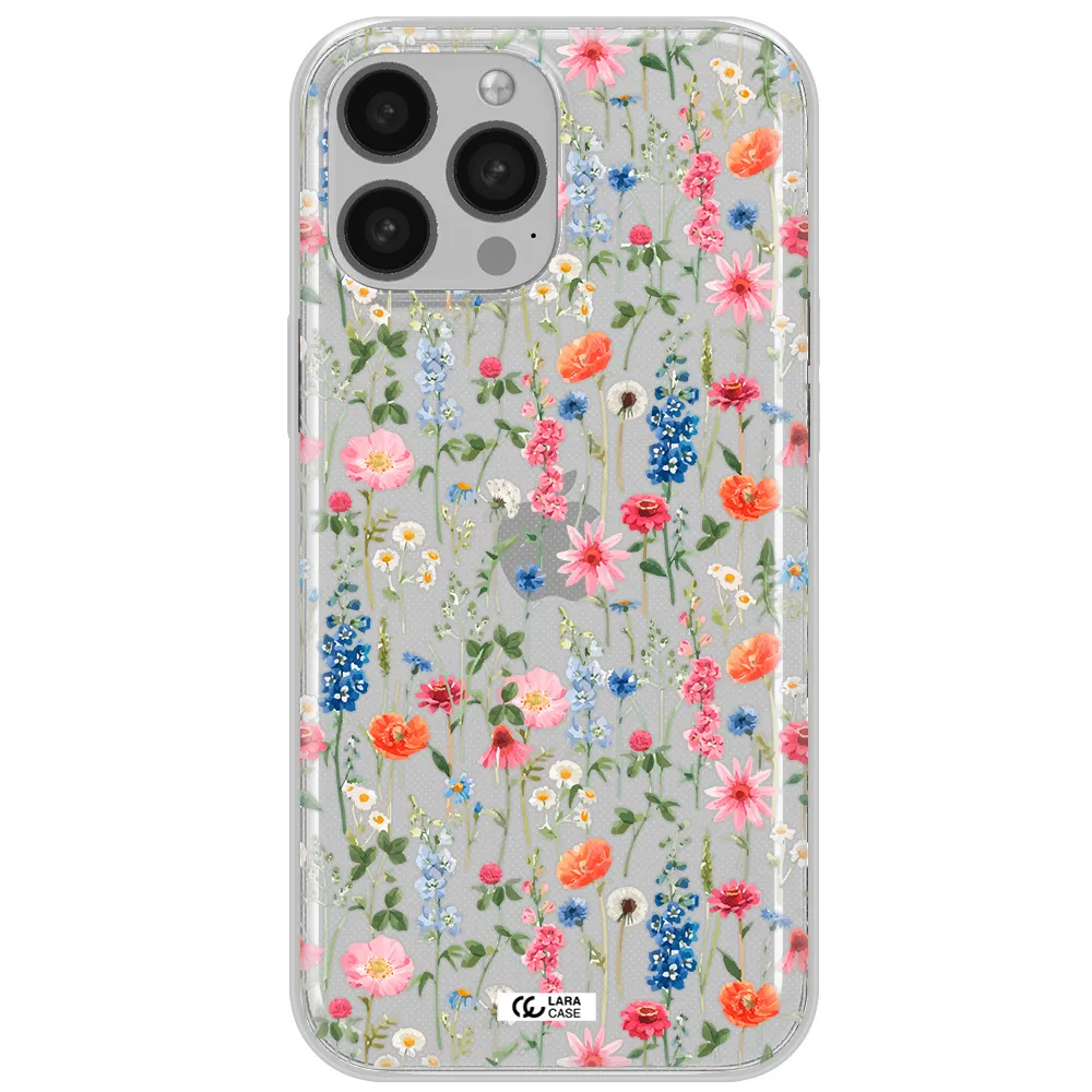 Green Blue Red Flowers Apple iPhone 13 Pro Max Clear TPU Case