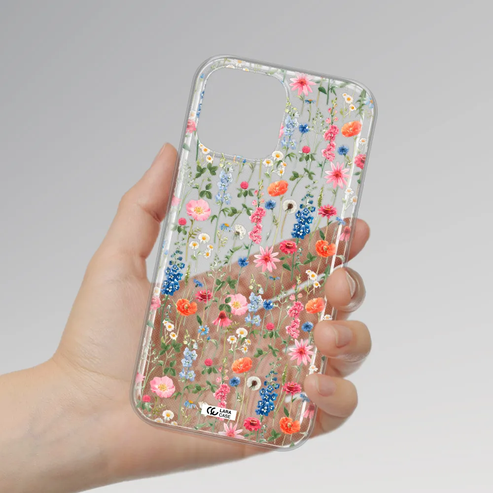 Green Blue Red Flowers Apple iPhone 13 Pro Max Clear TPU Case