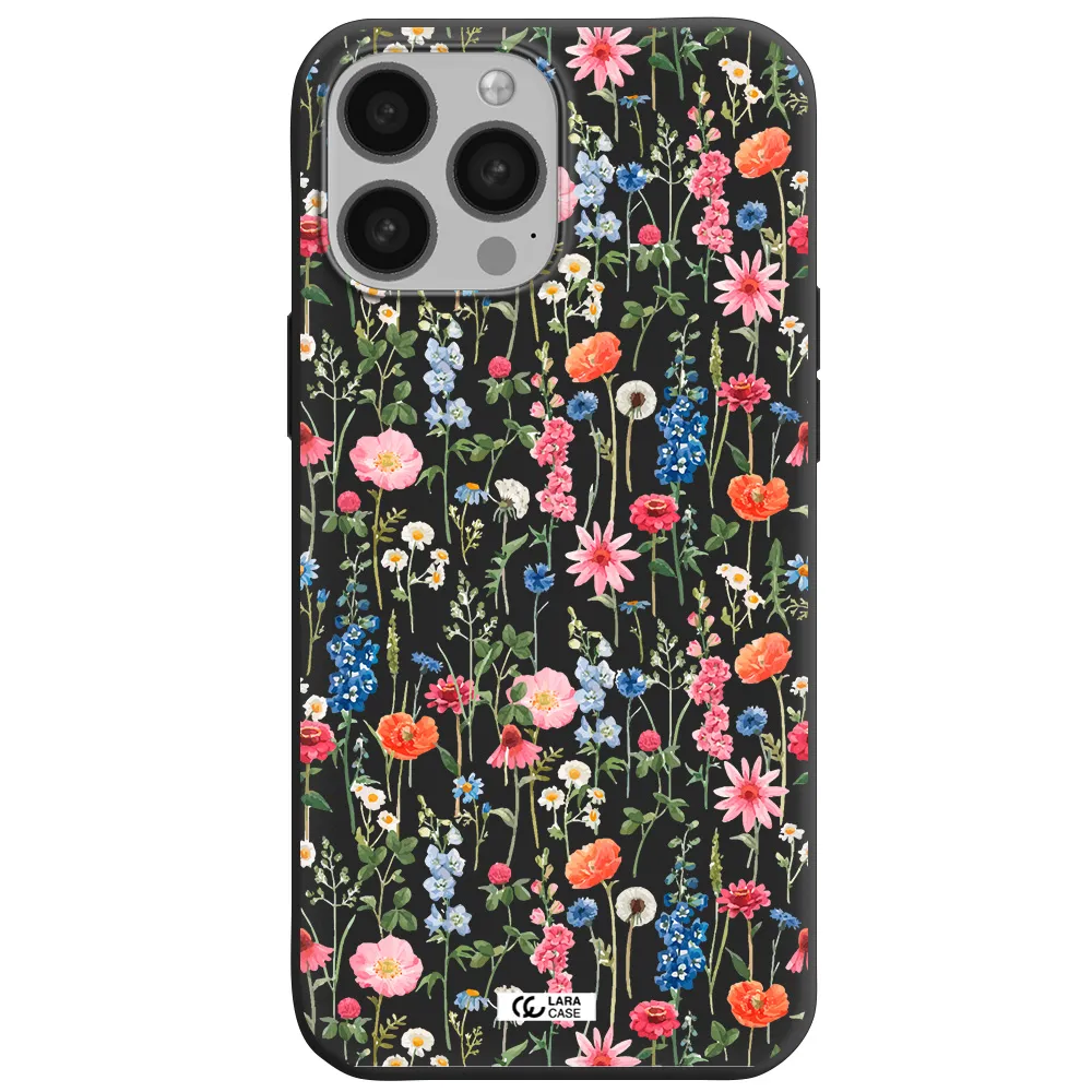 Green Blue Red Flowers Apple iPhone 13 Pro Max Silicone black Case