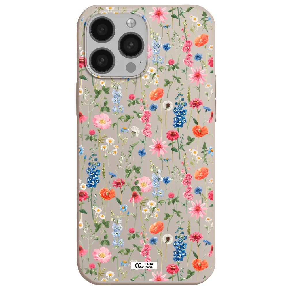 Green Blue Red Flowers Apple iPhone 13 Pro Max Silicone Stone Case