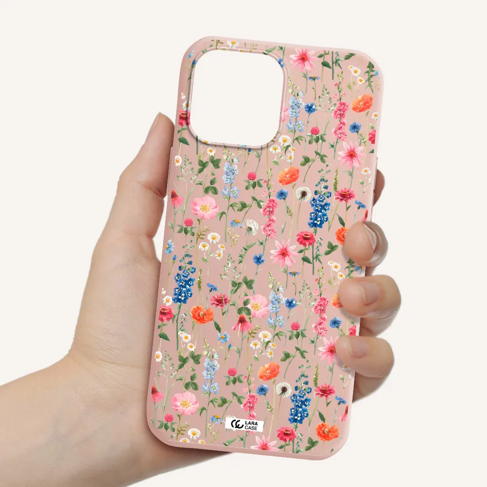 Green Blue Red Flowers Apple iPhone 13 Pro Silicone pastel pink Case