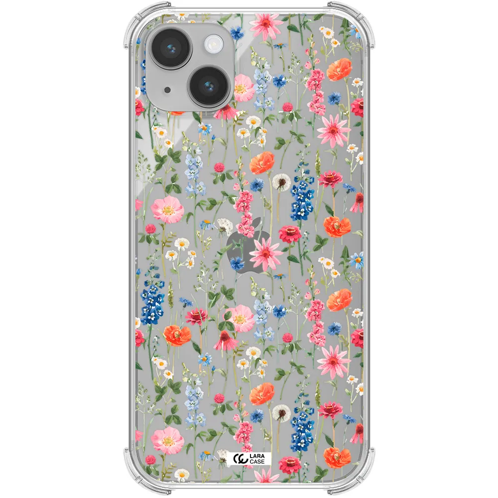 Green Blue Red Flowers Apple iPhone 14 Clear PC Case
