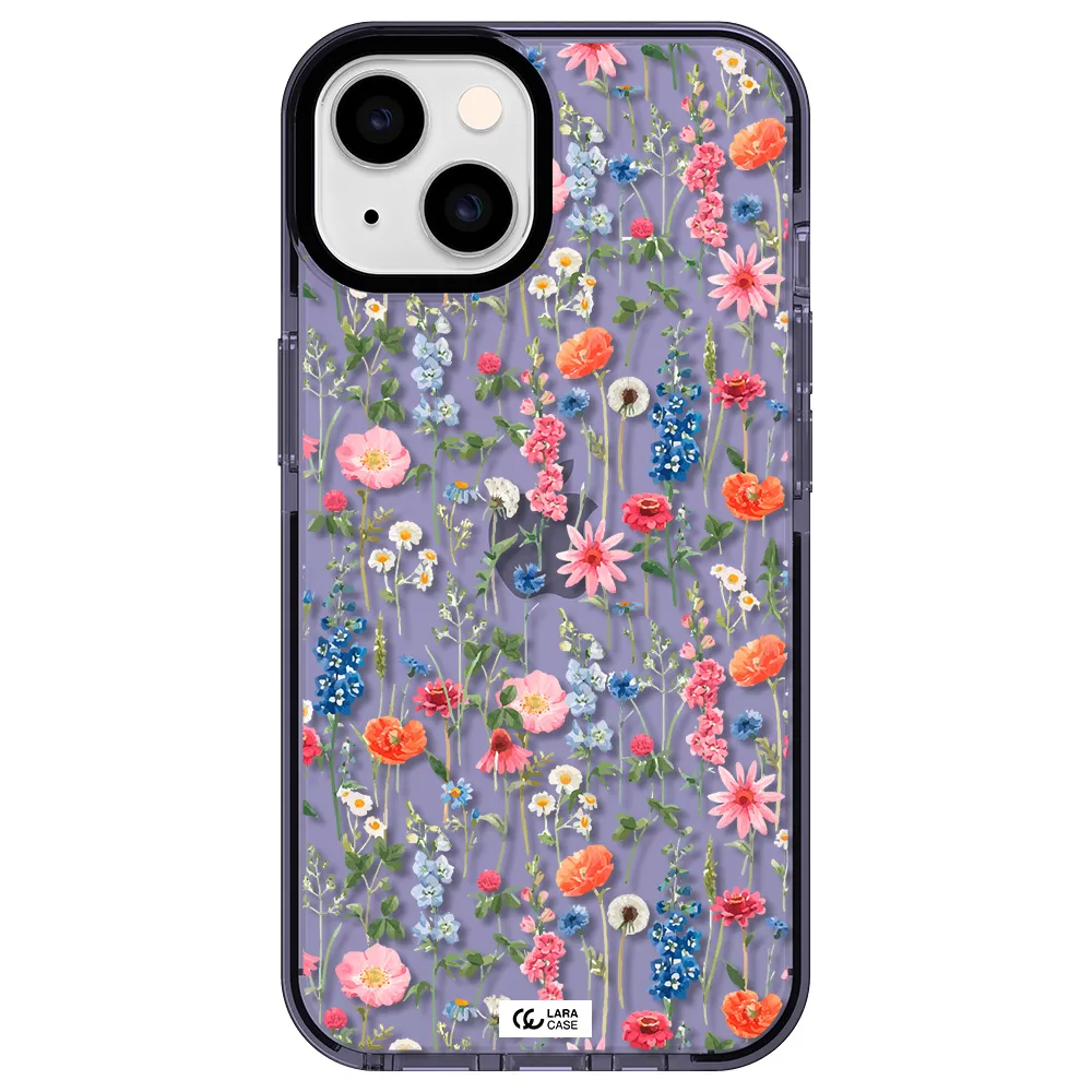 Green Blue Red Flowers Apple iPhone 14 impact Lilac Case