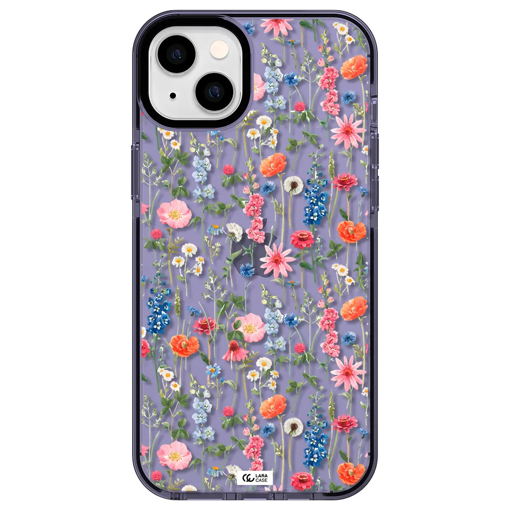 Green Blue Red Flowers Apple iPhone 14 plus impact Lilac Case