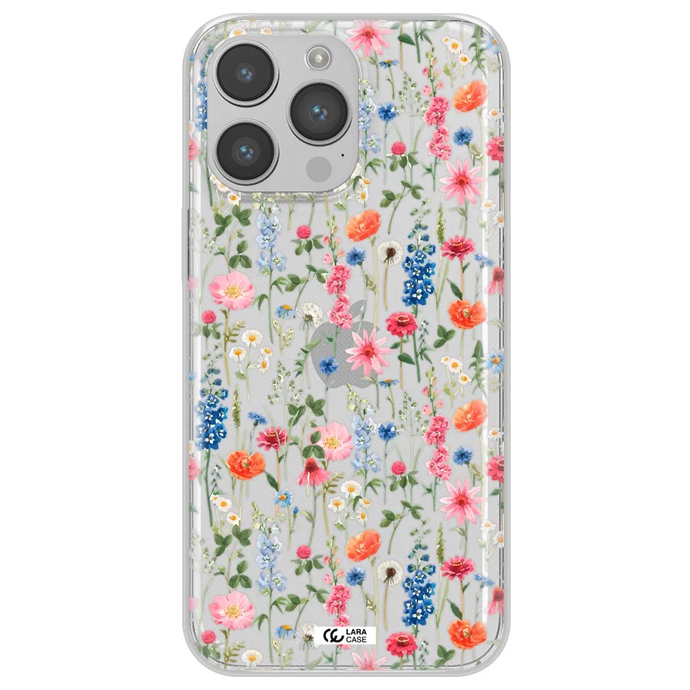 Green Blue Red Flowers Apple iPhone 14 pro Clear TPU Case