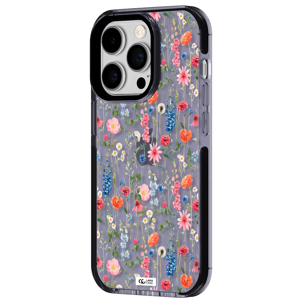 Green Blue Red Flowers Apple iPhone 14 pro impact Lilac Case