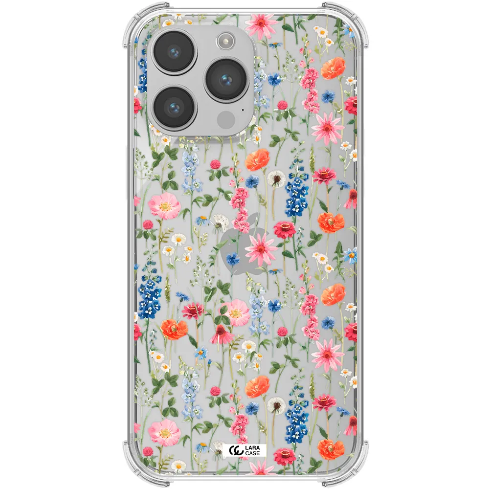 Green Blue Red Flowers Apple iPhone 14 pro max Clear PC Case