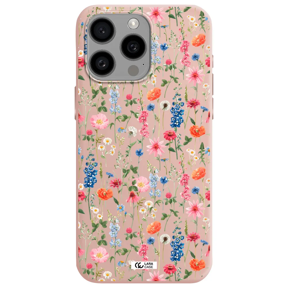 Green Blue Red Flowers Apple Iphone 15 Pro max Silicone pastel pink Case