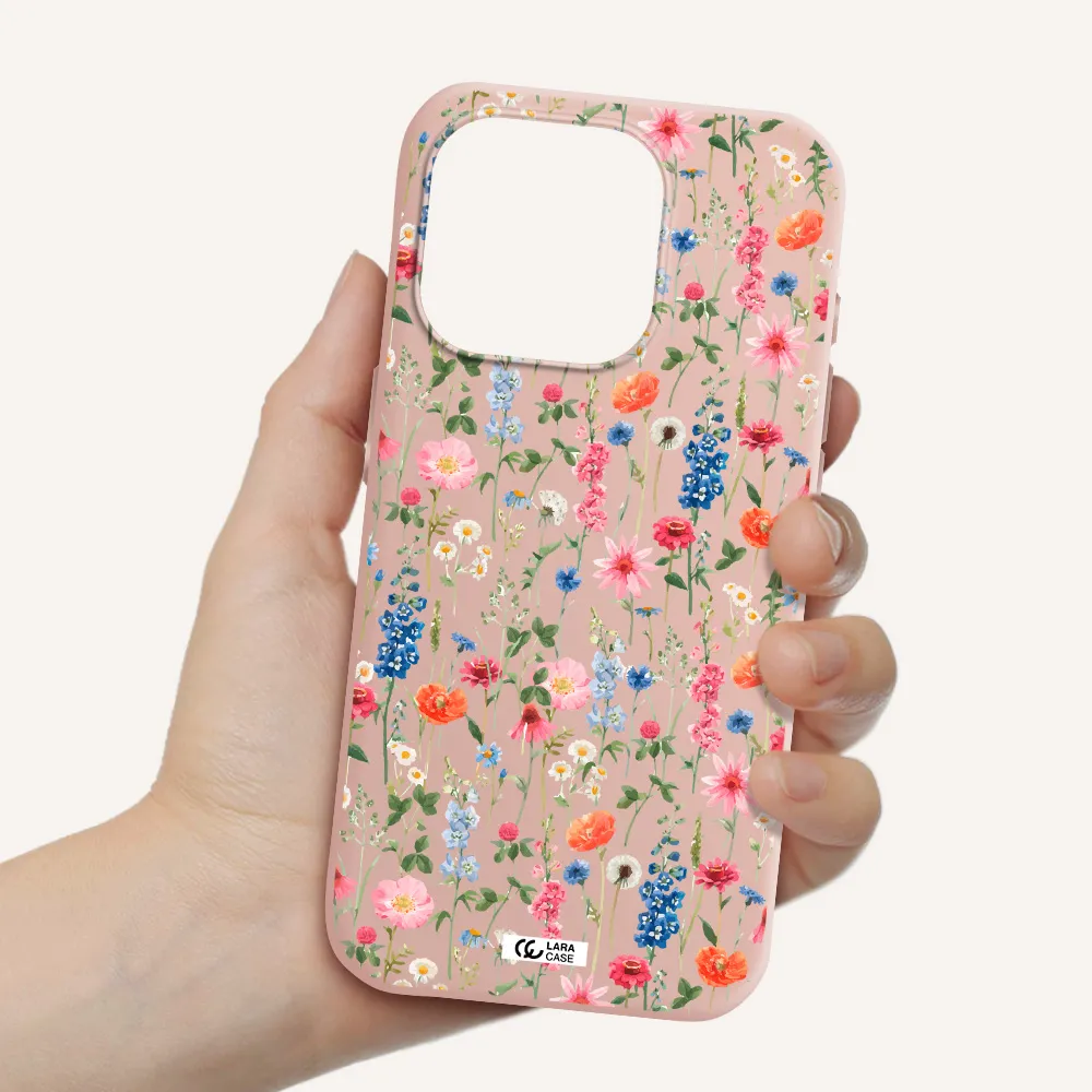 Green Blue Red Flowers Apple Iphone 15 Pro Silicone Pastel Pink Case