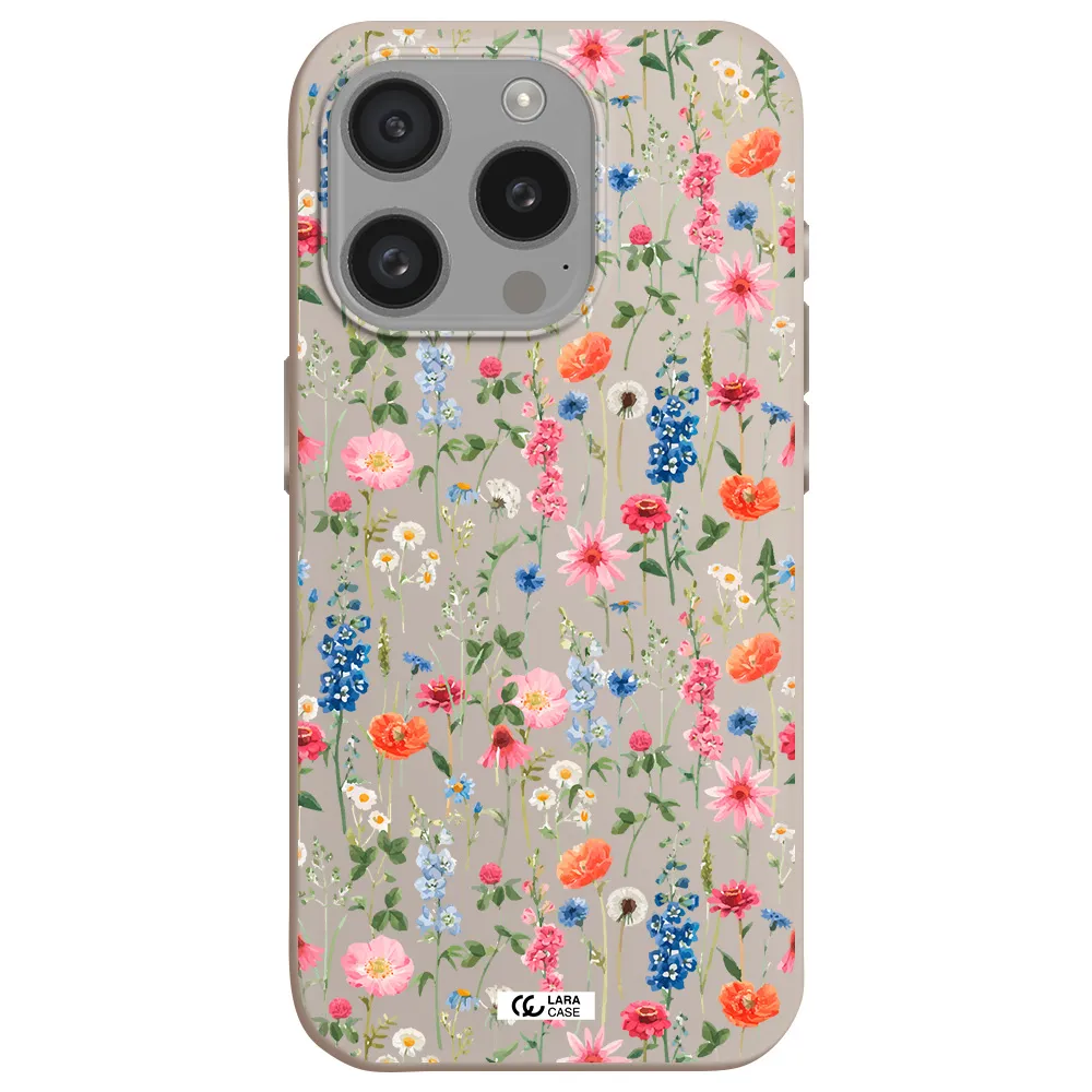 Green Blue Red Flowers Apple Iphone 15 Pro Silicone Stone Case
