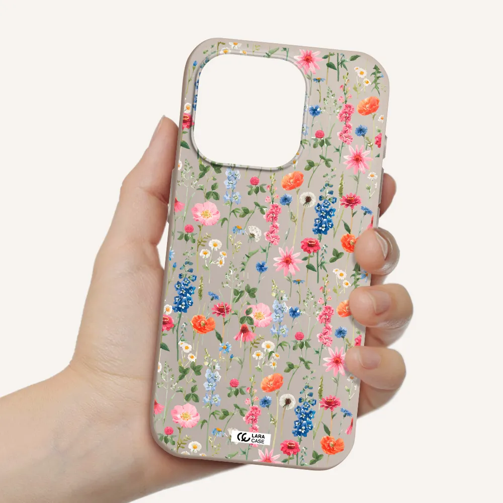 Green Blue Red Flowers Apple Iphone 15 Pro Silicone Stone Case