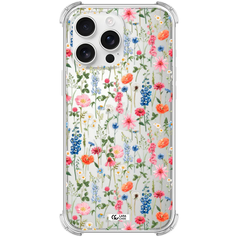 Green Blue Red Flowers Apple Iphone 16 Pro Max Clear Pc Case