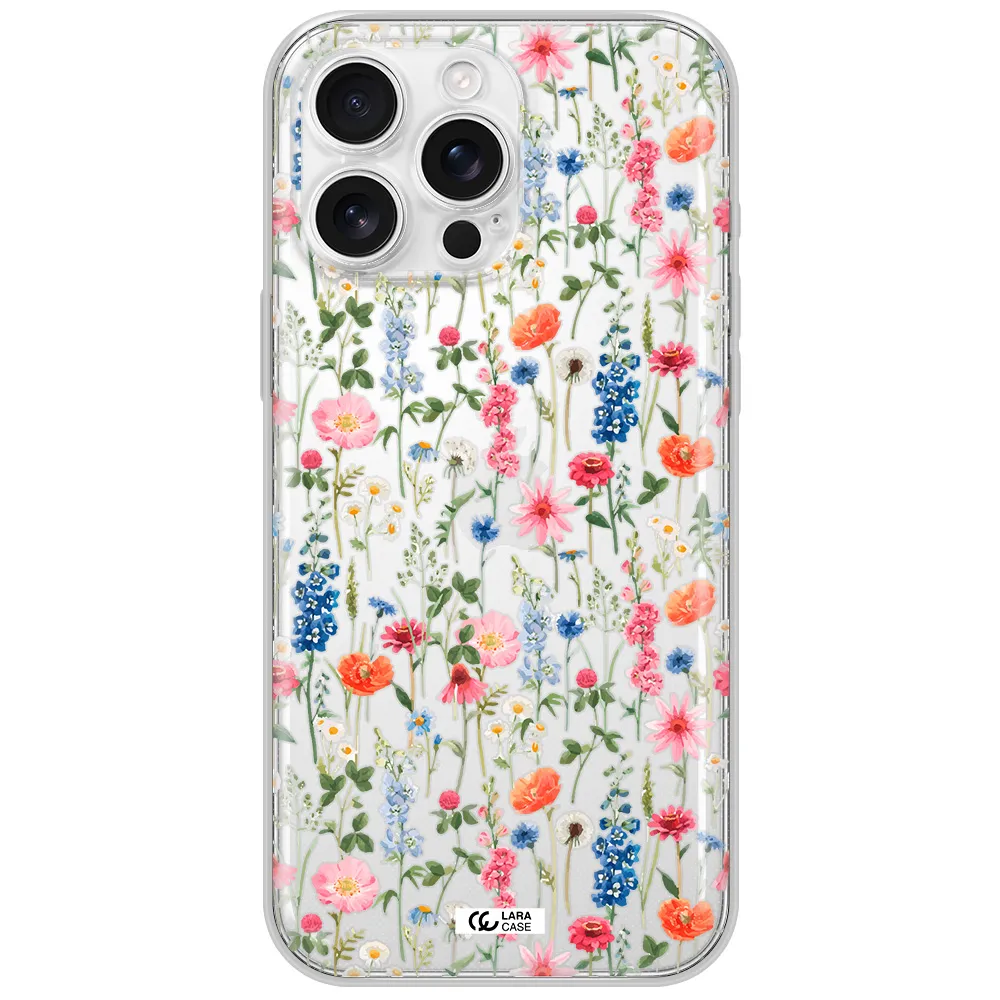 Green Blue Red Flowers Apple Iphone 16 Pro Max Clear Tpu Case